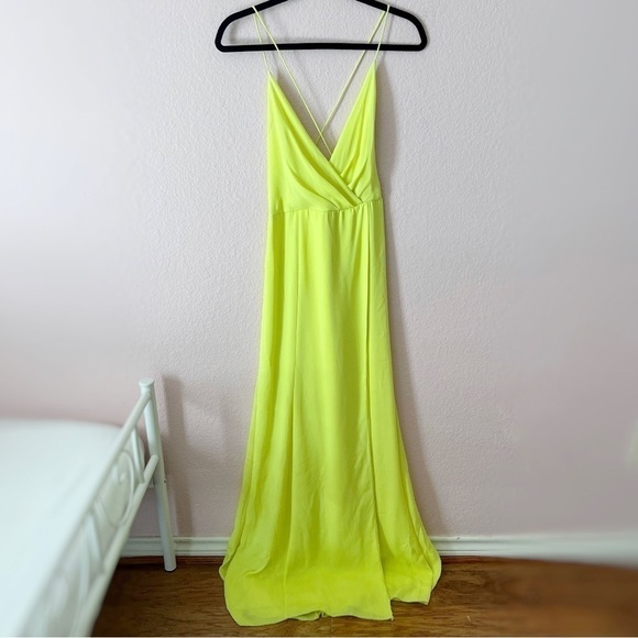 Jay Godfrey Women's Long Gown, Size 6, Neon Yellow Chartreuse, Formal Event Bold - Picture 7 of 16